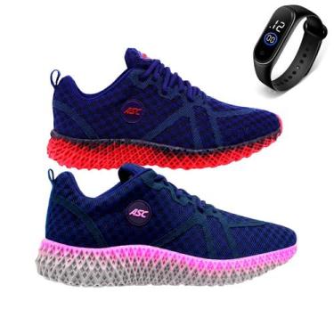 Imagem de Combo 2 Tênis Casual Caminhada Academia Cadarço Conforto + Relógio Esp