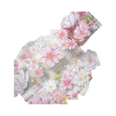 Imagem de Fita Washi PET Rosa 2M Vintage Rosa Transparente Adesivos Decorativos 