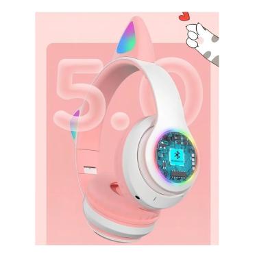 Imagem de Fone de Ouvido LED Gatinho Bluetooth Headset Gamer Rosa