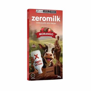 Imagem de Chocolate Sem Lactose 40% Cacau e Morango -  Zeromilk 80g