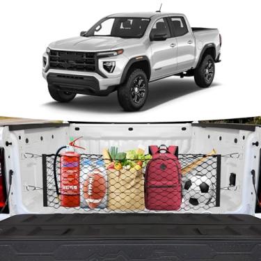 Imagem de Canvcle Rede de carga porta-malas para Chevy Colorado e GMC Canyon 2023-2025 acessórios estilo envelope organizador de rede de porta-malas e armazenamento rede de carga elástica ajustável de nylon