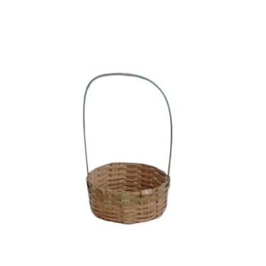 Imagem de Cesta redonda de bambu cesta fraldeira cesta para café da manhã