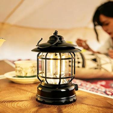 Imagem de Lanterna de acampamento de LED clássica retrô, lúmens altos, luz do dia branca 2500 K e 5000 K, regulável, à prova d'água para acampamento, decoração vintage e emergência (bateria não incluída)