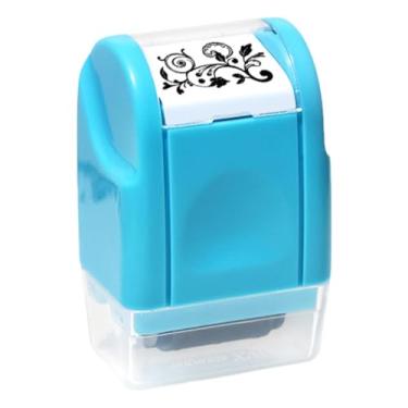 Imagem de predolo Carimbo de rolo portátil e compacto com estampa de vinha, versátil para scrapbooking, anotações, planejamento, atividades escolares e para crianças, Azul