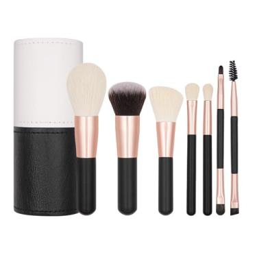 Imagem de Conjunto de Pincéis de Maquiagem Mini | Conjunto De 7 Peças Com Cerdas Macias | Pincéis De Maquiagem Para Viagem - Para Crianças Meninas Mulheres Iniciantes Entusiastas Corretivos Sombras Beleza Em