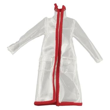 Imagem de Colaxi Capa de chuva com capuz em escala 1:12, jaqueta longa para boneca, agasalho impermeável (figura não incluída), Mangas Compridas Transparentes