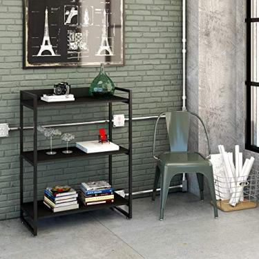 Imagem de Estante Multiuso 3 Prateleiras 104x80cm Estilo Industrial, Compace, Kuadra, Preto Ônix/Est.Preta