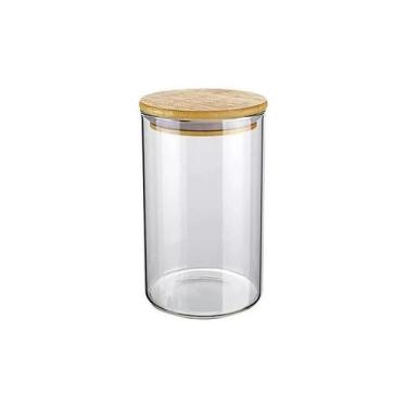 Imagem de Pote de Vidro 1200ml para Mantimentos com Tampa de Bambu - Genérico
