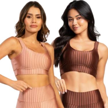 Imagem de KIT 2 Top de Academia New Zig 3D Serra e Mar Roupa de Treino Alta compressão Moda Fitnees Feminina-Feminino