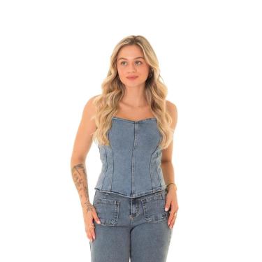 Imagem de Top Corset Jeans Feminino Arauto-Feminino