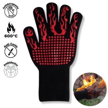 Imagem de Luva Térmica Churrasco Churrasqueira Antiderrapante Proteção Mãos 600 