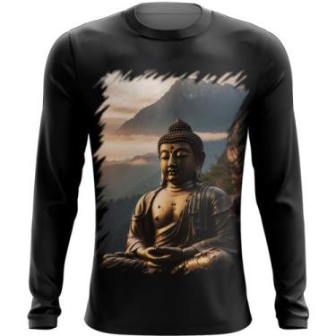 Imagem de Camiseta Manga Longa Estátua de Buda Iluminado Religião 19 - Kasubeck 