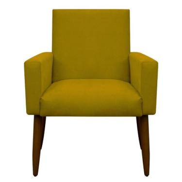 Imagem de Kit 2 Poltronas e Puff Redondo Repecção Nina Suede Herrero, Amarelo