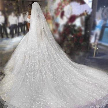 Imagem de Véu Mantilha Noiva Longo Branco Lantejoulas Reais 2 Metros - - anjo da