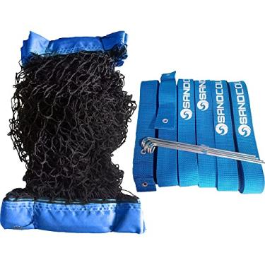 Imagem de REDE DE BEACH TENNIS 4 LONAS MAIS MARCAÇÃO DE QUADRA PROFISSIONAL - KIT (azul)