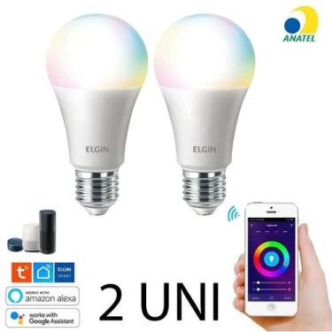 Imagem de Kit 2 Un. Lâmpada Inteligente Led Bulbo 10W Bivolt Smart Color Elgin 8