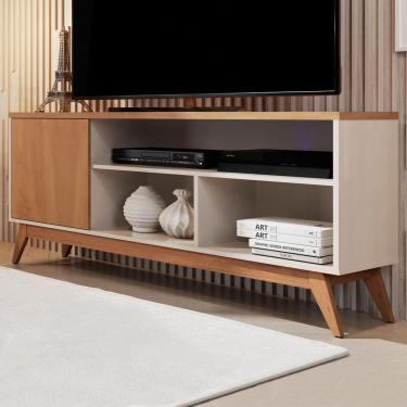 Imagem de Rack Para Tv Até 50 Polegadas Malbec Wood 1 Porta Off White/nature - Giga Móveis