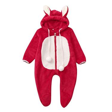 Imagem de Macacão de lã infantil para bebês meninos e meninas de inverno bonito para orelhas quentes roupas de verão para meninos (vermelho, 0-6 meses)
