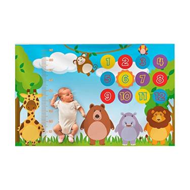 Imagem de Tapete Cenario Fotos Do Bebe Mesversario Safari Menino Menina