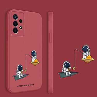 Imagem de Para Samsung Galaxy A23 Case Astronaut Square Liquid Silicone Matte Soft Shockproof Bumper Phone Cases, Camellia Red1, For Samsung S21Ultra
