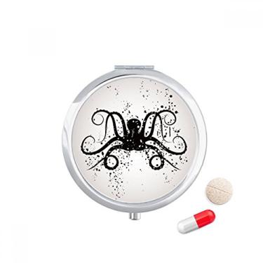 Imagem de Caixa de comprimidos com ilustração de vida marinha polvo preto dispensador de remédios