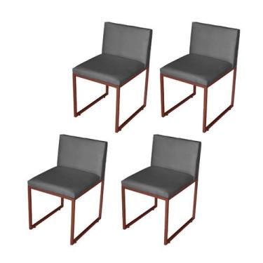 Imagem de Kit 4 Cadeiras Jantar Metálica Bronze Suede Vittar - Mafer - Móveis Ma