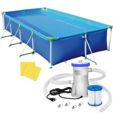 Imagem de Piscina com Armação 10.000 Litros 442 x 270 x 84 CM MOR + Bomba Filtrante
