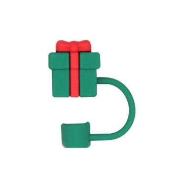 Imagem de Tampas de canudo de silicone reutilizáveis, lindos topos de palha de Natal dos desenhos animados tampas de ponta de canudo à prova de poeira para copos topos de palha festivos