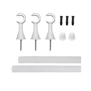 Imagem de Kit Varão Suporte Simples Cortina Ponteira 28Mmx4M Branco