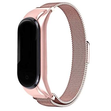 Imagem de Pulseira Aço Metal Fecho Imâ Compatível Xiaomi Mi Band 5 (Rosê)