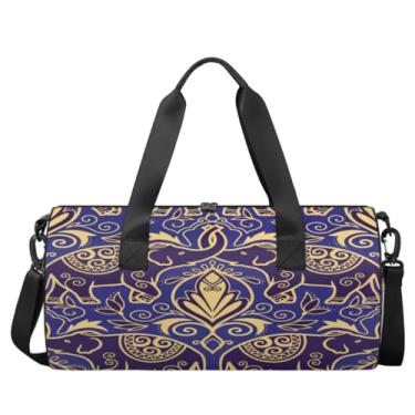 Imagem de Bolsa de ginástica esportiva com estampa tribal animal elefante bolsa de bagagem de elefante animal elefantes bolsa esportiva bolsa de ginástica bolsa de viagem bolsa de ginástica de lona bolsa de