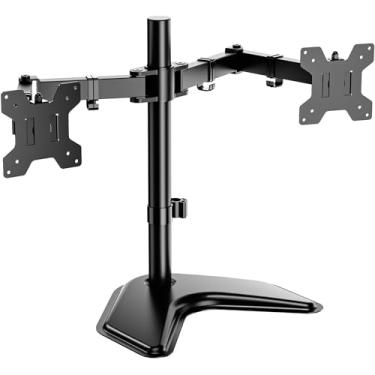 Imagem de WALI Suporte de monitor duplo para tela de até 27 polegadas, braço de monitor duplo articulado independente com rotação inclinada, braço duplo ajustável para monitor comporta até 10 kg, VESA 75 e 100