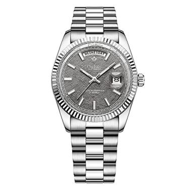 Imagem de CADISEN Relógio masculino design mecânico automático 100 m à prova d'água marca luxo aço inoxidável relógio H0mage, 8215Cinza, Mecânica