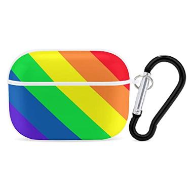 Imagem de YouTary Orgulho gay LGBT bandeira arco-íris padrão compatível com Airpods Pro capa com chaveiro capa de fone de ouvido unissex à prova de choque protetor sem fio acessórios para fone de ouvido