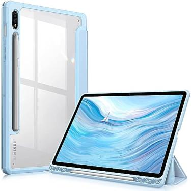 Imagem de MOOISVS Capa para Galaxy Tab S9 Ultra de 14,6 polegadas, capa preta transparente rígida. Amortecedor de TPU macio flexível com suporte de caneta - capa fólio dobrável fina para tablet Samsung Galaxy