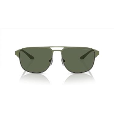 Imagem de Emporio Armani Óculos de sol aviador masculino EA2144, bronze fosco/verde sálvia/verde escuro, 60 mm, Metálico fosco/verde sálvia/verde escuro, 60 mm