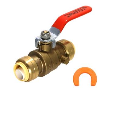 Imagem de 1 peça XFITTING Push Fit 3/4 polegadas x 3/4 Push Fit polegadas válvula de esfera com dreno com 1 clipe, 28-2-5 = 1W.1C