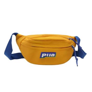 Imagem de ZGMYC Pochete infantil para meninos e meninas, moda, lona, pequena, bolsa de cinto ajustável para esportes e corrida, Amarelo, one size, Tendência