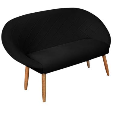 Imagem de Namoradeira Sofá 2 lugares para sala de estar recepção Escritório Sala de espera resistente Confortável pés de madeira resistente MOBLAN decor (PRETO)