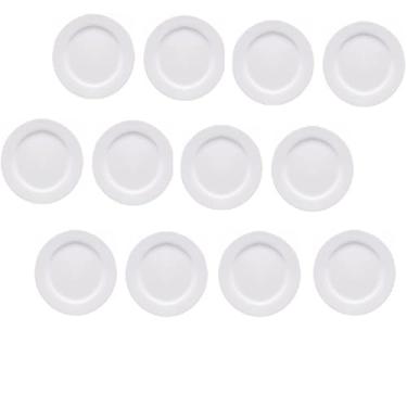Imagem de Jogo 12 Pratos Raso de Melamina Branco 24,8cm