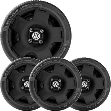 Imagem de 4X Calota Vw Gol Parati Saveiro G2 G3 G4 Aro 13 Preto 060Ca - Grid