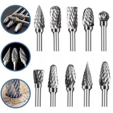 Imagem de 10 Brocas Fresa Lima Tungstenio Gravação Aço Retifica Dremel - Innov T