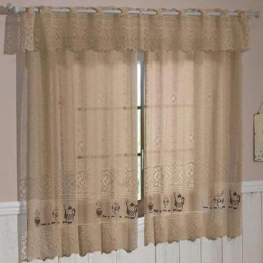 Imagem de Cortina de Renda Para Cozinha 2,00x1,20 Nude Café - Amora Magazine, Nu