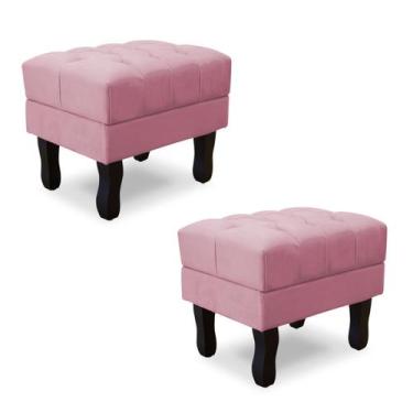 Imagem de Kit com 2 puff baú luis xv capitonê suede srj moveis - SRJ MÓVEIS, ROS