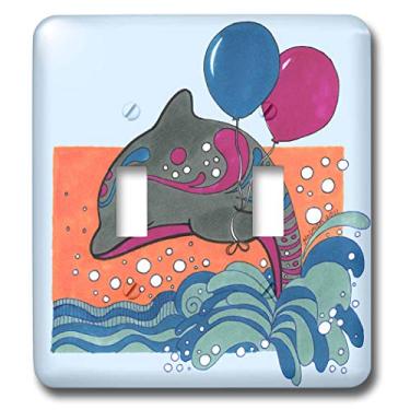 Imagem de 3dRose lsp_23281_2 Dolphin Ocean Splash peculiar golfinho com balão, balões de peixe coloridos para crianças, interruptor duplo