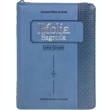 Imagem de Bíblia Pequena Letra Grande Ziper Com Indice Azul
