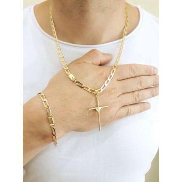 Imagem de conjunto masculino Corrente Pulseira Pingente Banhada Ouro18 - realiza