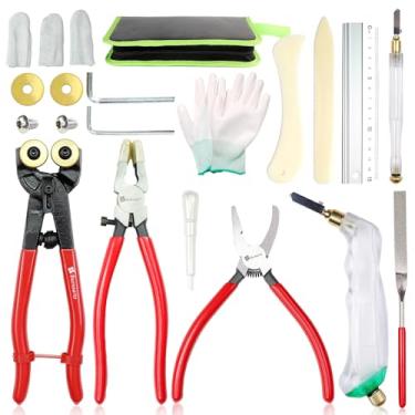 Imagem de Kit profissional de 21 peças de ferramentas de vitral, alicate de quebra de vidro resistente e kit de ferramentas de cortadores de classe, cortadores de vidro para vitrais, mosaicos, fusão, quebra,