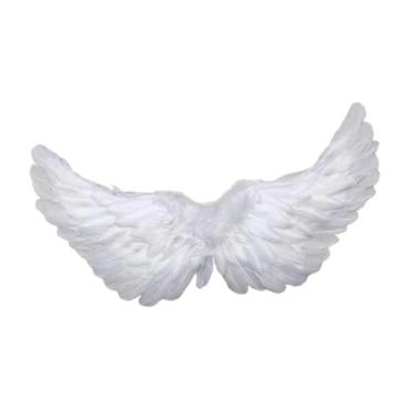 Imagem de Dualoai Fantasia de anjo infantil asa de anjo fantasia de halloween fantasia asa de demônio asa de fada, Branco