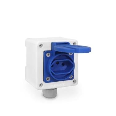 Imagem de Tomada + Caixa Branca Padrão Brasileiro 2P+T 20A Azul